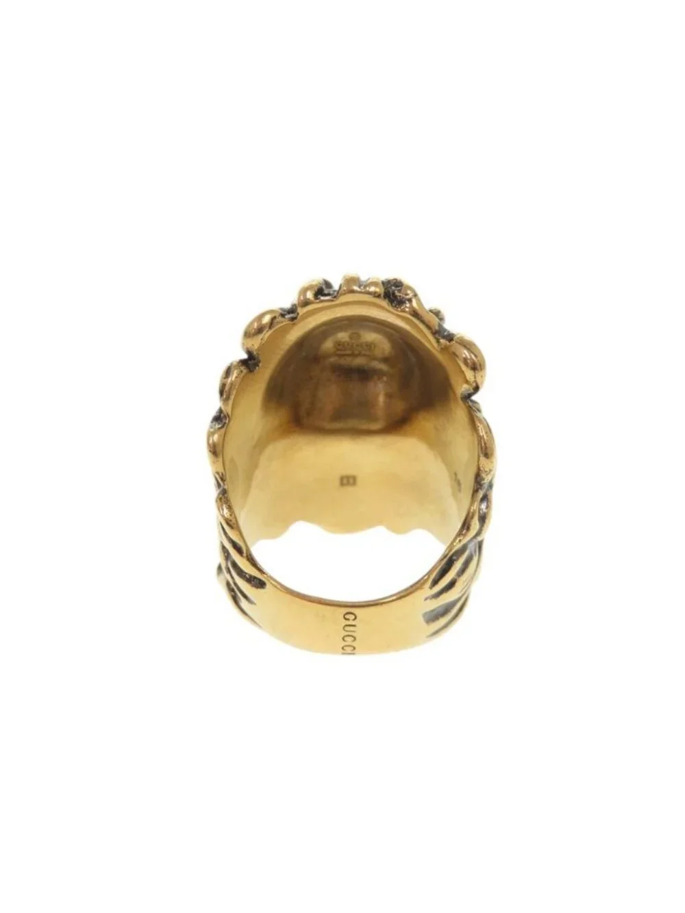 Gucci Lion Head Metal Stone Gold Ring